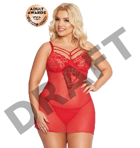 Комбинация и стринги SoftLine Collection Aldona, красный, XXXL