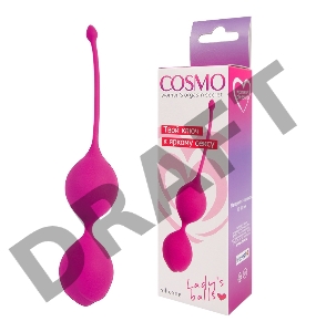 Ярко-розовые двойные вагинальные шарики с хвостиком Cosmo