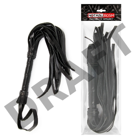 Черная плеть с черной ручкой Notabu - 37 см.