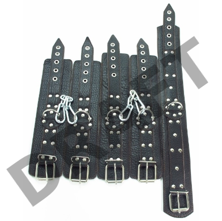 Набор фиксаторов из коричневой кожи