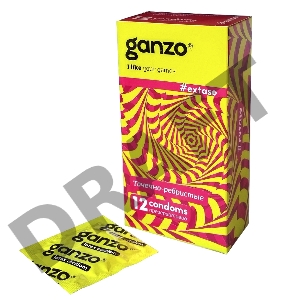 Презервативы Ganzo Extase, с точечно-ребристой поверхностью, анатомической формы, латекс, 18 см, 12