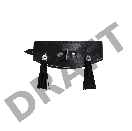 Ошеиник высокий с кисточками Pecado BDSM, натуральная кожа, черный