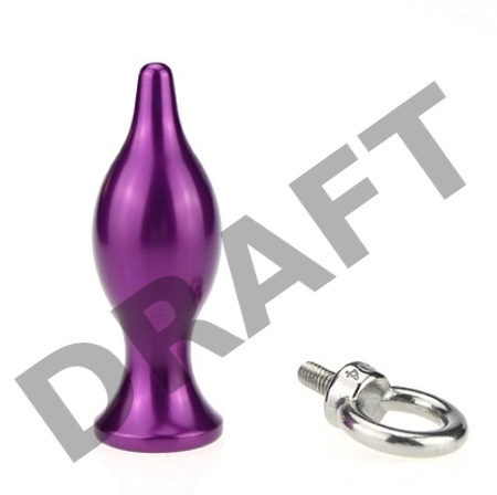 Фиолетовая металлическая анальная пробка с кольцом - 7 см.