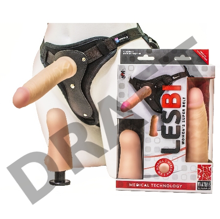 Женский страпон LESBI с вагинальной пробочкой - 17 см.