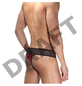 Трусы мужские тонги в крупный красный горох