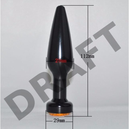 Чёрная удлинённая пробка с розовым кристаллом - 11,2 см.