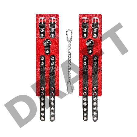 Оковы Pecado BDSM, мягкие, с двумя ремешками с люверсами, натуральная кожа, красно-чёрные