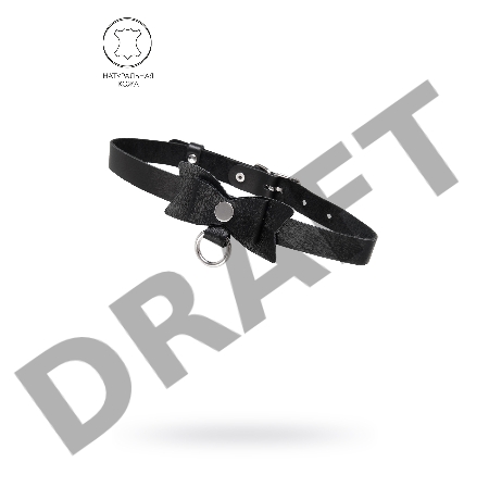 Чокер-ошейник Pecado BDSM, с бабочкой и колечком, натуральная кожа, чёрный