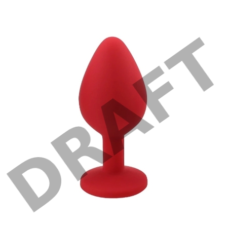 Красная силиконовая анальная пробка с красным стразом - 7,1 см.