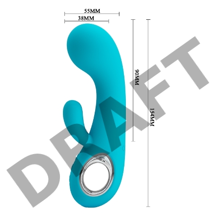 Бирюзовый вибратор Chris с клиторальным отростком - 15,4 см.