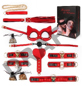 Большой эротический набор БДСМ в красном исполнении