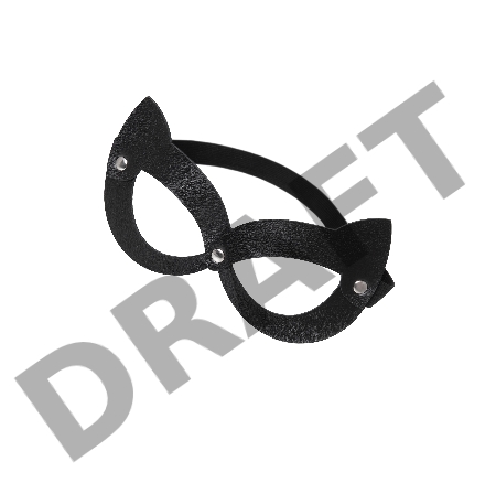 Маска Pecado BDSM, с ушками кошки открытая, натуральная кожа, чёрная