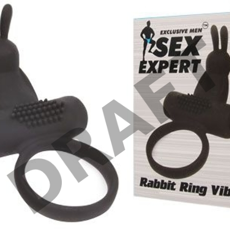 Черное эрекционное виброкольцо Sex Expert