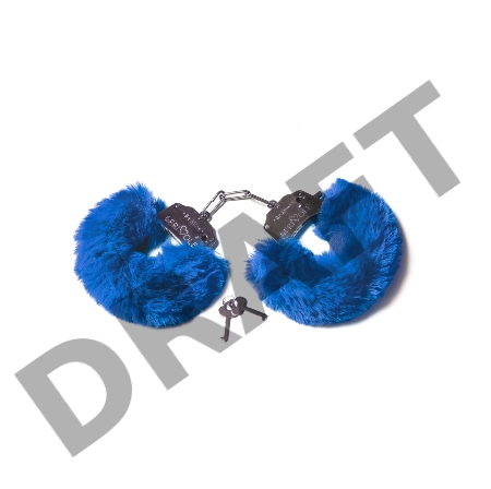 Шикарные синие меховые наручники с ключиками