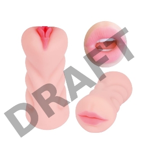 Телесный двусторонний мастурбатор SEXY FRIEND - вагина и ротик 