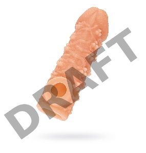  Насадка KOKOS реалистичная с дополнительной стимуляцией, TPE, телесная, 15.6 см