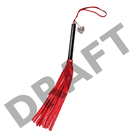 Плеть Pecado BDSM, чёрная рукоять, красные хлысты, натуральная кожа