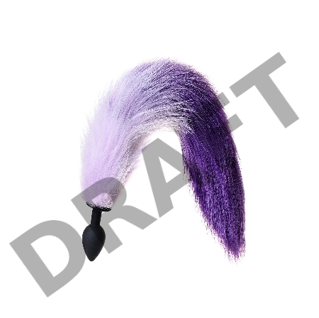 Анальная втулка с бело-фиолетовым хвостом POPO Pleasure by TOYFA, S, силикон, черная, 45 см, Ø 2,7 с