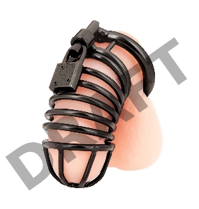 Металлическая черная клетка с замком для сексуальных пыток члена Deluxe Chastity Cage