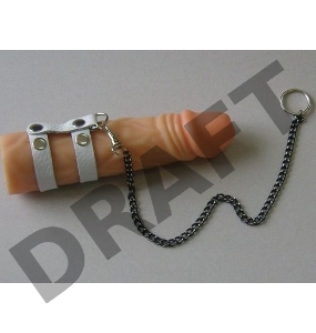 Белый поводок на пенис с двумя ремешками