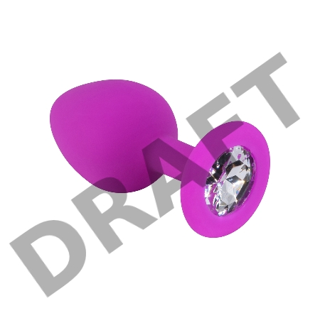 Пробка анальная Фиолетовая силиконовая с прозрачным кристаллом M 3308-02