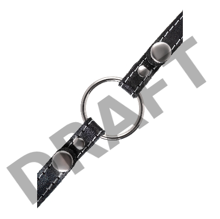 Кляп Кольцо 46 мм с белои строчкои Pecado BDSM, натуральная кожа