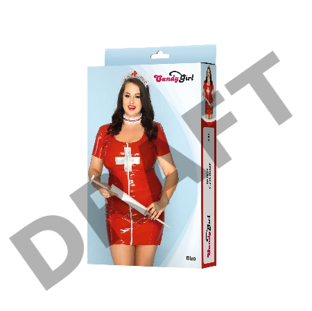 Костюм медсестры Candy Girl Eliza (платье, чокер, головной убор) красный, 2XL