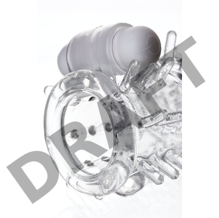 Насадка на пенис TOYFA A-Toys Fril с вибропулей, TPR, прозрачная, 13,4 см