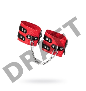 Оковы Pecado BDSM, мягкие, с двумя ремешками с люверсами, натуральная кожа, красно-чёрные