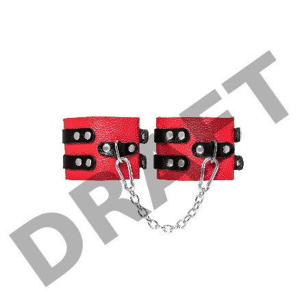 Оковы Pecado BDSM, мягкие, с двумя ремешками с люверсами, натуральная кожа, красно-чёрные