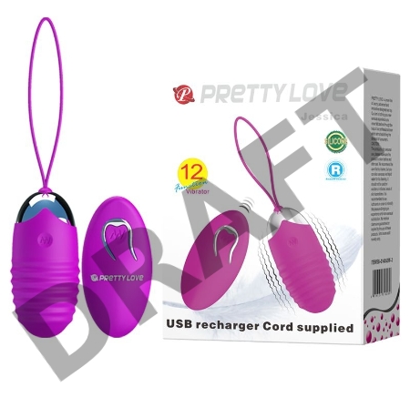 Виброяичко ребристое с пультом ДУ PrettyLove Jessica