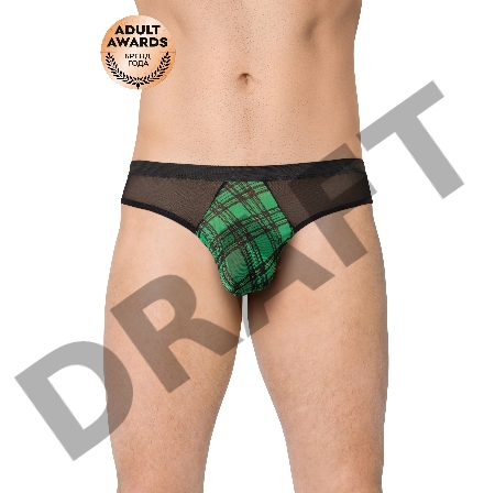 Трусы мужские с клетчатой вставской SoftLine Collection, черный, M/L