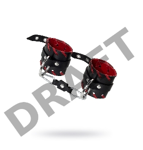 Наручники с краснои окантовкои Pecado BDSM, натуральная кожа, черные