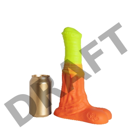 Оранжево-жёлтый фаллоимитатор Пегас Large+ - 26,5 см.