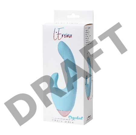 Вибратор с клиторальным стимулятором L'EROINA by TOYFA Crystal, силикон, голубой, 18,3 см