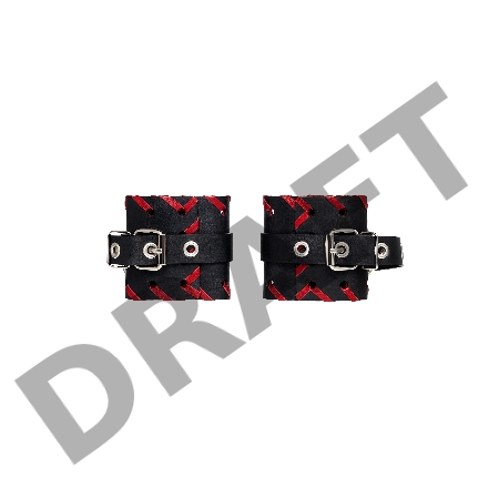 Наручники с краснои окантовкои Pecado BDSM, натуральная кожа, черные