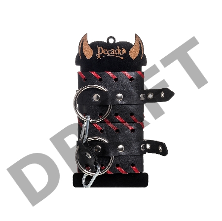 Наручники с краснои окантовкои Pecado BDSM, натуральная кожа, черные