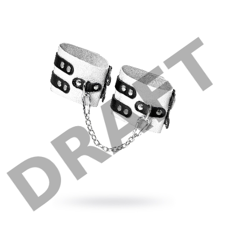 Оковы Pecado BDSM, мягкие, с двумя ремешками, с люверсами, натуральная кожа, бело-чёрные