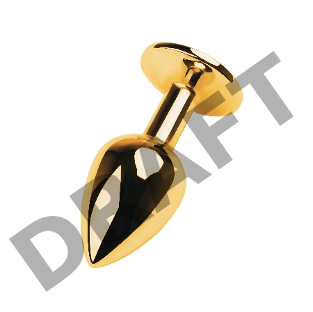 Анальная втулка Metal by TOYFA, металл, золотая, с чёрным кристаллом, 8 см, Ø 3,4 см, 85 г