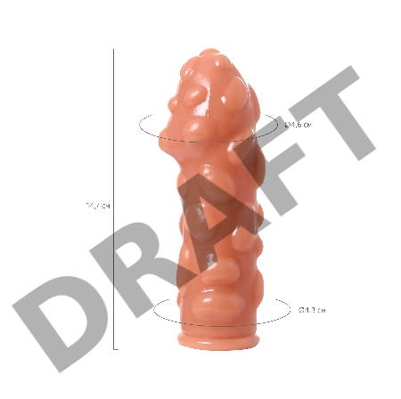 Насадка KOKOS с  дополнительной стимуляцией, реалистичная, TPE, бежевый, 14.7 см