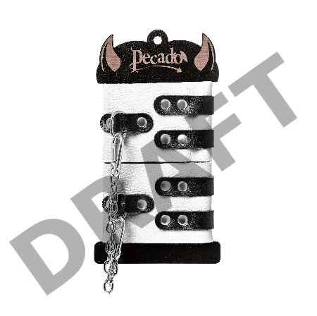 Оковы Pecado BDSM, мягкие, с двумя ремешками, с люверсами, натуральная кожа, бело-чёрные
