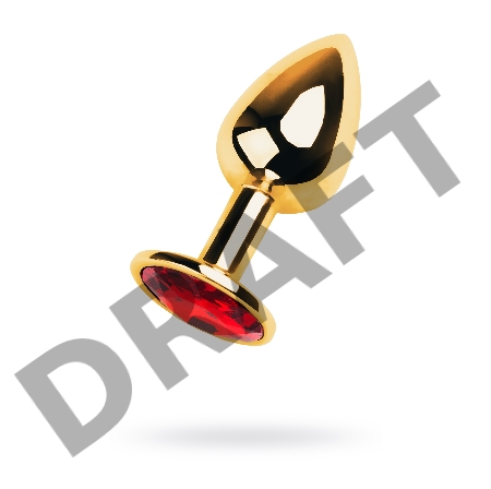 Анальная втулка Metal by TOYFA, металл, золотая, с красным кристаллом, 7 см, Ø 2,8 см, 50 г