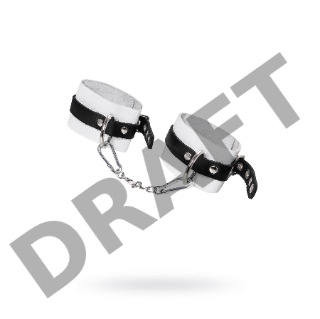 Оковы Pecado BDSM, мягкие, с одним ремешком, с люверсами, натуральная кожа, бело-чёрные