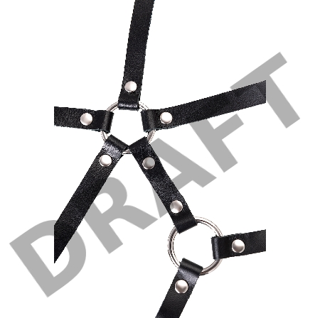 Портупея с кольцами Pecado BDSM, натуральная кожа, черная