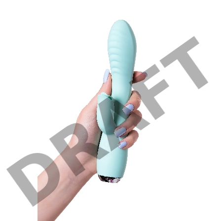 Вибратор с клиторальным стимулятором и язычком, JOS MILO, силикон, голубой, 20 см