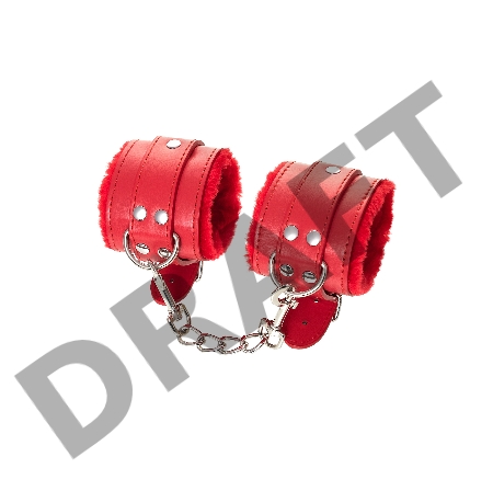 Наручники Anonymo #0105, PU кожа, красные, 27 см