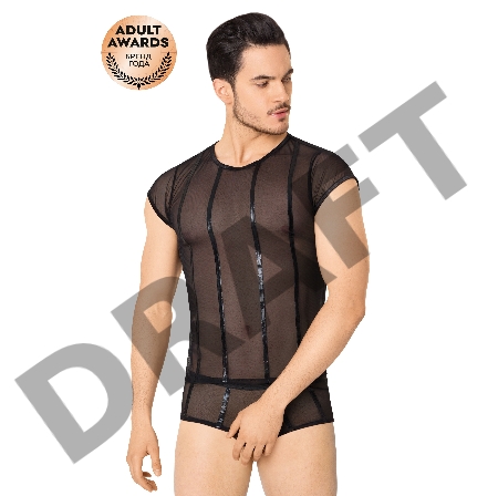 Костюм-сетка с полосками мужской SoftLine Collection (майка, шорты), черный, M/L Костюм-сетка с полосками мужской SoftLine Collection (майка, шорты), черный, M/L