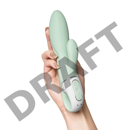 Нереалистичный вибратор Satisfyer Air Pump Bunny 5, силикон, зеленый, 15 см.