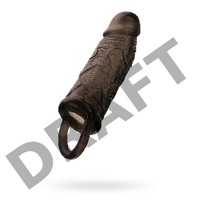 Насадка Toyfa XLover, для увеличения размера с кольцом, TPE, черная, 14,5 см