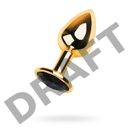 Анальная втулка Metal by TOYFA, металл, золотая, с чёрным кристаллом, 7 см, Ø 2,8 см, 50 г